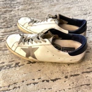 Golden Goose White & Blue Superstar Sneakers